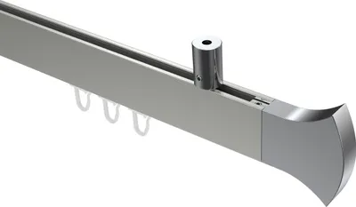 Produktbild von Interdeco Innenlaufstange / Gardinenstange mit Innenlauf Edelstahl-Optik / Chrom, Typ Sonius Conex (Rundung) Deckenmontage, 14x35 mm 1-läufig, 240 cm