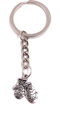 Produktbild von Onwomania Schlüsselanhänger Handschuhe Winter Fäustlinge Silber Metall Anhänger Charm
