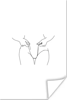 Produktbild von MuchoWow® Poster Frau - Linienkunst - Unterwäsche 120x180 cm - Kunstposter