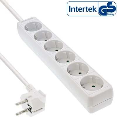 Produktbild von InLine® Steckdosenleiste, 6-fach Schutzkontakt, weiß, 5m