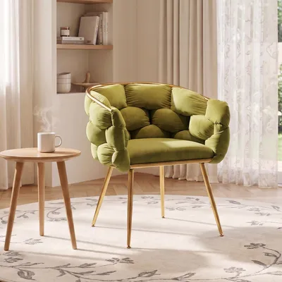 Produktbild von r, moderner Akzentstuhl, Schminktischstuhl mit Metallgestell für Schlafzimmer, Wohnzimmer, Esszimmer