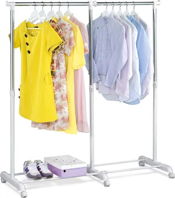 Produktbild von Teleskop -Kleidungsständer mit Lagerung, weißer Farbe, Metall / Kunststoff, Chrom - Abd -1214 Gewicht