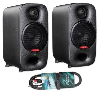 Productafbeelding van Nux Studio-monitoren, Axon 3, zwarte luidsprekers, inclusief kabel