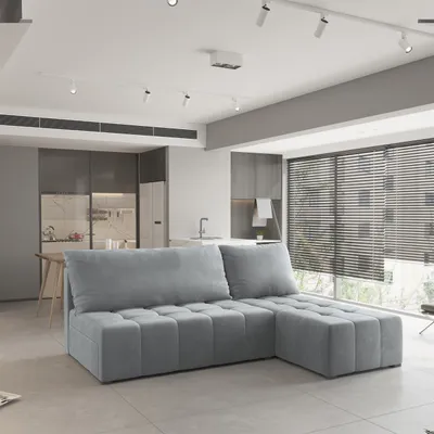 Produktbild von Masseno Ecksofa DOMIRA mit Schlaffunktion L-Form, Sofa mit Bettkasten, Wohnzimmersofa, Couch, Soffa, Bettsofa, Couchgarnitur- Hellgrau, PAROS 05