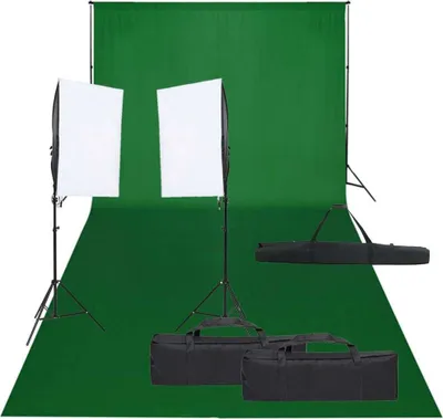 Immagine prodotto di vidaXL Set per studio fotografico con illuminazione e sfondo
