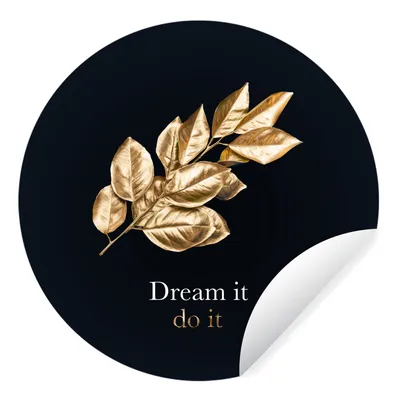 Produktbild von MuchoWow® Runde Wandtattoo - Wandsticker Tapete Aufkleber Blätter - Zitate - Schwarz und Gold Ø 50 cm Selbstklebend und Repositionierbar - Wandaufkleber - Kreis - Wand Kreis - Wand Bild - Foto Tapete - Selbstklebende - Wohnzimmerdekoration - Wand Dekoration - Kinderzimmer