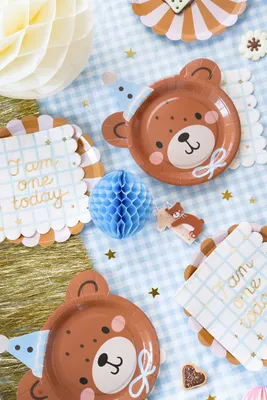 Produktbild von Geburtstagskerze Zahl 1 mit Teddybär-Mix 7 cm