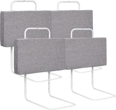 Image de Fiqops Barrière de lit Barrière antichute 200cm pour enfants Réglable en hauteur Barrière de lit pour enfant 5 trous Réglable Protection latérale 4 pièces Gris