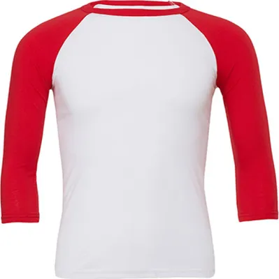 Produktbild von Canvas 3200 | Herren 3 / 4 Sleeve Baseball T-Shirt - Farbe: White/Red - Größe: L