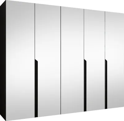 Produktbild von MIRJAN24 Kleiderschrank Mila 3 250 mit Spiegel, Schlafzimmer, Kleiderschrank, mit fünf Drehturen und mit drei Kleiderstange, Modern, Garderobenschrank (Farbe: Schwarz + Schwarz)