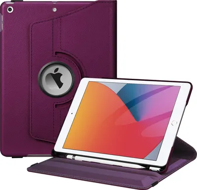 Produktbild von Fintie Hülle für iPad 10.2 Zoll 9.Generation / 8. Gen / 7. Gen (Modell 2021/2020/2019) mit Pencil Halter - 360 Grad Rotierend Stand Schutzhülle Cover mit Auto Schlaf/Wach Funktion, Lila