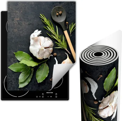 Immagine prodotto di Piastre copri fornelli Copri piano in Vetroceramica 40x52 cm Tappetino antiscivolo Roll-up, spezie Ardesia