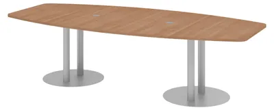 Produktbild von bümö Konferenztisch mittel KT28 - Nachbildung: Nussbaum, tischfuss: Säule in Silber