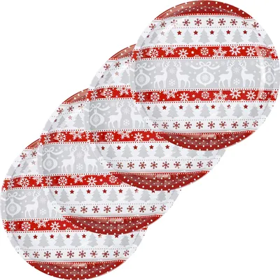 Produktbild von 4er-Set Weihnachtsteller aus Metall, 26 cm
