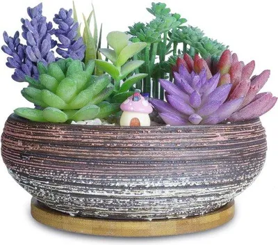 Image de Pots de fleurs Famanu, 20 cm - Ronds, décoratifs, lot de 2 - Vert - En céramique