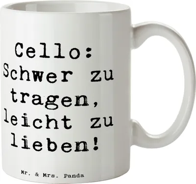 Produktbild von Mr. & Mrs. Panda Teebecher Spruch Cello Liebe - Weiß - Geschenk, Musik, Lernen, Pott, Musikinstrument, Klassische, Solo, Kaffeebecher, Streichinstrument, Teetasse, Tasse