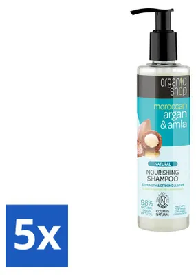 Image de 5 flacons de shampooing naturel nourrissant Argan & Amla, 280 ml chacun - Pack avantageux - 5 pièces