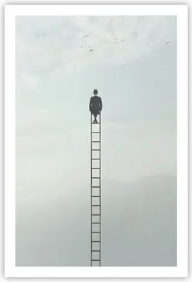 Produktbild von Poster - Poster ohne Rahmen - Leiter Himmel Symbol - 61x91,5 cm - Wand Bild - Wanddeko - Wandbilder - Kunstposter - Wandposter - Bilder - Kunstdruck - Wanddekoration - Wandbild - P2XPA61x91-4463