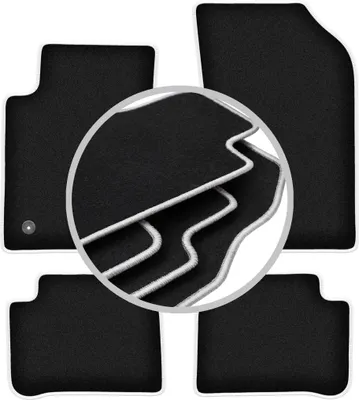 Produktbild von Fußmatten Automatten Velours Schwarz/Silber für Citroen C3 III 2017- Set 4-tlg