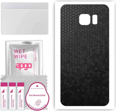 Produktbild von apgo Rückseite Schutzfolie, Skin, kompatibel mit Samsung Galaxy S7 active, Hinten Displayschutzfolie aus Vinylfolie, kratzfest, einfache Montage - Schwarze Honigwabe