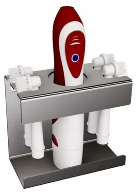 Produktbild von Andex Halter für elektr. Zahnbürste & 4 Aufsätze Edelstahl