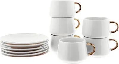 Produktbild von Mokkatassen-Set 100ml aus Porzellan – für stilvollen Kaffeegenuss zu Hause Gold
