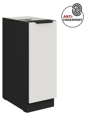 Produktbild von Küchen Unterschrank Schrankauszug 30 cm Küche ARIA Weiss ultra matt + Schwarz matt, hochwertige Fronten mit Anti Fingerprint Beschichtung Küchenzeile Küchenblock