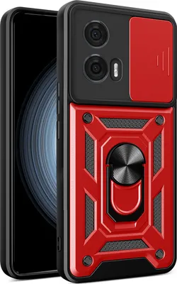 Obrázek produktu pro Pouzdro pro Motorola Edge 50 Fusion, TPU Nárazník Silikonové Pouzdro s Kroužkem Stojánek, Ochrana Kamery Červený