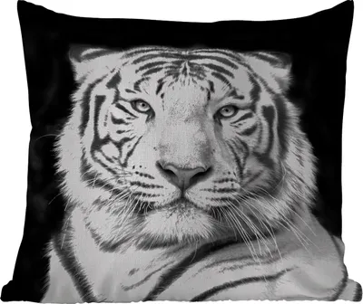 Produktbild von MuchoWow® Outdoor Kissen - Tiger - Schwarz - Weiß - Porträt - Tiere - 45x45 cm - Wetterfest - Lounge Kissen - Fotokissen - Dekoratives Kissen