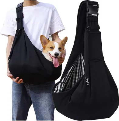 Immagine prodotto di Borsa a tracolla per cani/gatti - Borsa da trasporto per animali domestici - Trasporto animali - Tracolla regolabile - Fino a 8 kg - Colore: nero
