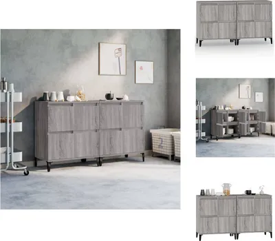 Produktbild von vidaXL Sideboards 2 Stk. Grau Sonoma 60x35x70 cm Holzwerkstoff -  Sideboards