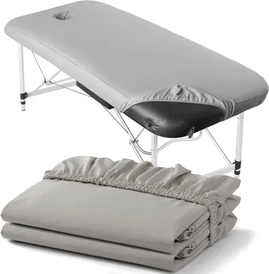 Productafbeelding van Spanhoezen Massagestoel - Beschermhoezen - Hygiënisch Werken - Grote Elasticiteit - Max 81x195 cm - Grijs