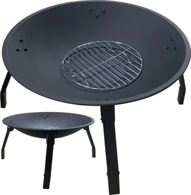 Produktbild von Faltbarer BBQ Grill mit Kühltasche - Ø 55cm Holzkohlegrill Campinggrill Klappbar