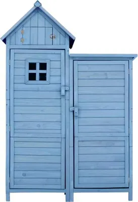 Produktbild von Geraetehaus BxT 118x54 cm 118x54x173 cm Geraeteschrank Wetterfest Holz Blau PVC-Dach Set 1 St. Gartenschrank Geraeteschuppen