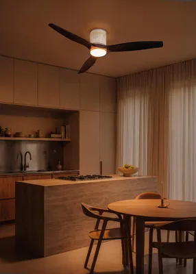 Produktbild von CREATE - WIND CALM CUSTOM RATTAN - Leiser Deckenventilator 40W Ø132 cm 100% Holz mit LED-Licht an Gehäuse und Lampe
