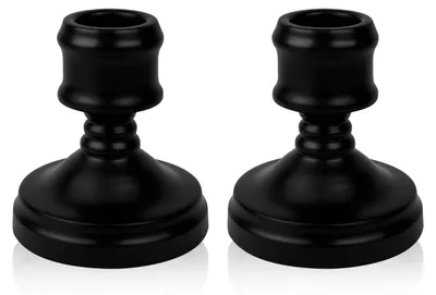 2er Set Kerzenhalter aus Metall, schwarz, 6,7 x 6,7 x 7,2 cm