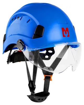 Sicherheitshelm mit Visier, verstellbar 53-63 cm, blau
