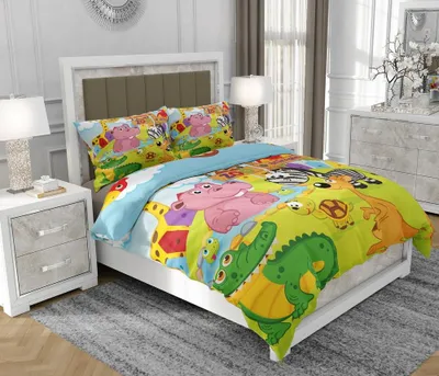 Obrázok produktu pre Obliečky 160x200 cm + 2x70x80 cm, 3-dielna súprava, 100% bavlna (bavlnený satén), zips, Pre deti, viacfarebná - SOVIO | So.0121