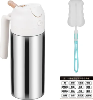 Produktbild von 2-in-1-Olivenölspender und -sprüher aus Edelstahl, 360 ml/430 ml/500 ml, lebensmittelechte Ölsprühflasche zum Kochen in der Küche, zum Braten in der Heißluftfritteuse, zum Grillen