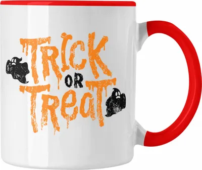 Produktbild von Trendation - Halloween Tasse Kürbis Dekoration Becher Süßes Oder Saures Geister (Rot)