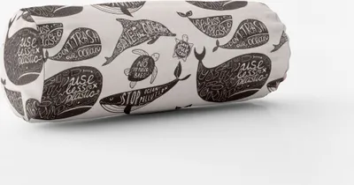 Produktbild von SCHÖNER LEBEN. Kissenhülle Save the Ocean Meerestiere schwarz weiß Größe 15x40cm (ØxB) Nackenrolle 15x40cm (ØxB) Nackenrolle Größe