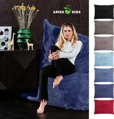 Produktbild von Green Bean® XXL Riesensitzsack "Square" aus Cordstoff 370 Liter mit EPS Perlen Füllung - kuschelig, weich, robust & waschbar - Dunkelblau Oxford Blau