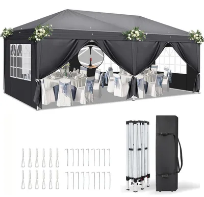 Immagine prodotto di Tenda pop-up 3x6 metri, impermeabile, con protezione UV 50+ e 6 pannelli laterali, colore grigio scuro