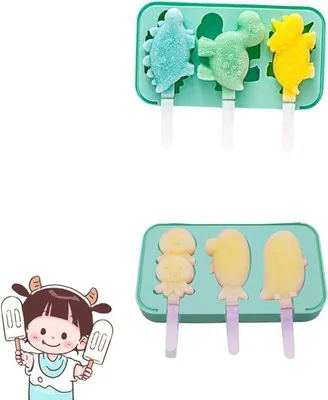 Image de Moules à glace pour enfants, lot de 2, sans BPA, dinosaures