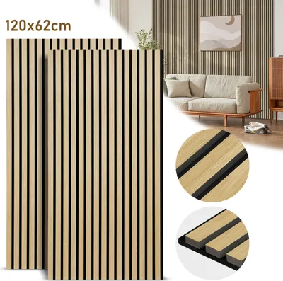 Produktbild von TolleTour Akustikpaneel Wandverkleidung 120x60x2.1cm MDF Akustikpaneele Wandpaneele 2x Hölzern