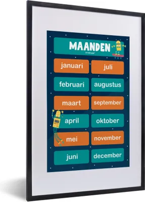 Produktbild von MuchoWow® MuchoWow® Gerahmtes Poster Kinderzimmer - Erzieherisch - Monate - Mädchen - Jungen - Kinder 40x60 cm - Poster mit zchwarzem Bilderrahmen - Poster in Rahmen