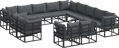 Produktbild von Gartensofa-set mit Kissen 13 pcs Schwarz Aluminium
