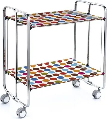 Produktbild von DON HIERRO - Klappbarer Servierwagen BAUHAUS mit Rollen – Metallgestell verchromt, 2 Ebenen, 4 Positionen