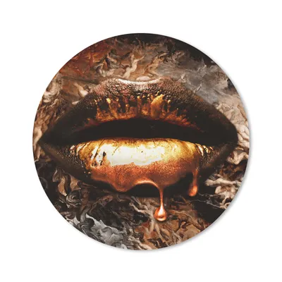 Produktbild von MuchoWow® Mauspad Mousepad Gold - Lippen - Kunst - Gold - Luxus - Abstrakt 20x20 cm - Mousepads - Maus Mat - Pad - Mausunterlage - Schreibtischmatte