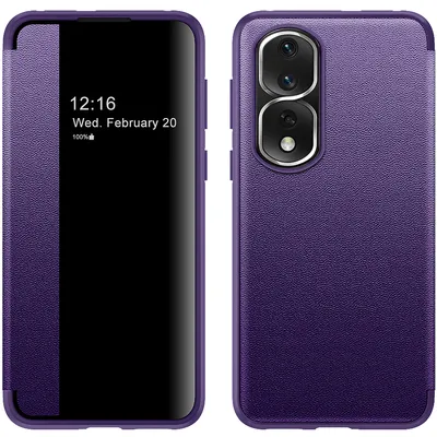 Obrázek produktu pro Pouzdro pro Honor 80 Pro tenkéPolyuretankožené klopové pouzdro s okénkem pro zobrazení Fialová